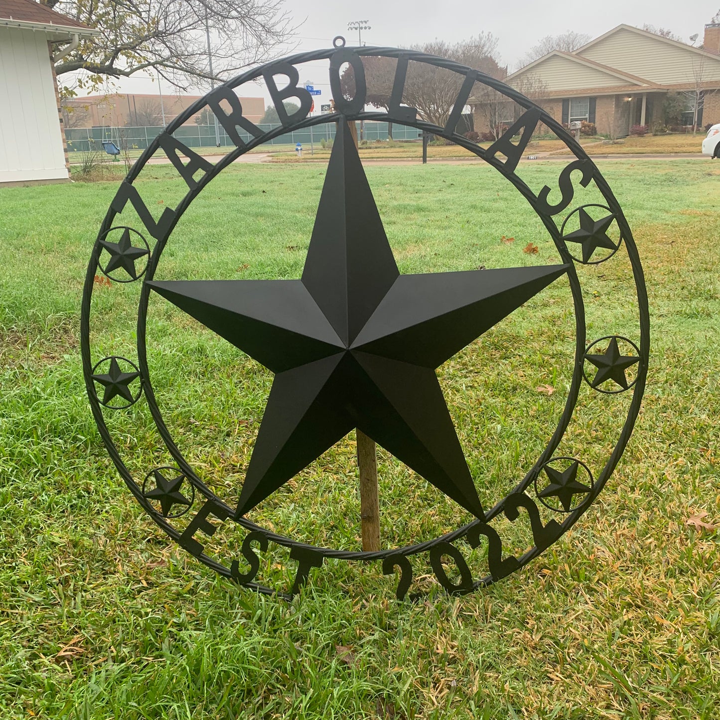 ZARBOLIAS STYLE CUSTOM NAME STAR BARN METAL STAR 3d TWISTED ROPE RING WESTERN HOME DECOR RUSTIC BLACK HANDMADE 24",32",36",50"
