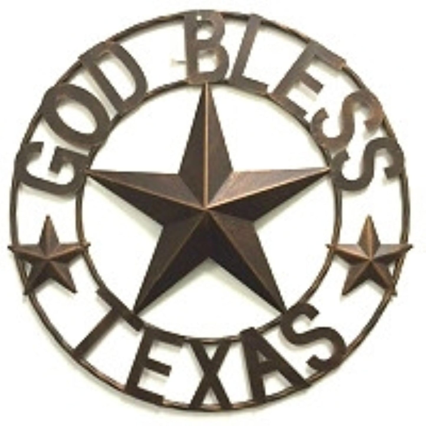 18" GOD BLESS TEXAS BARN STAR METAL LONE STAR TWISTED ROPE RING RUSTIC BRONZE WESTERN HOME DECOR HANDMADE #EH12954