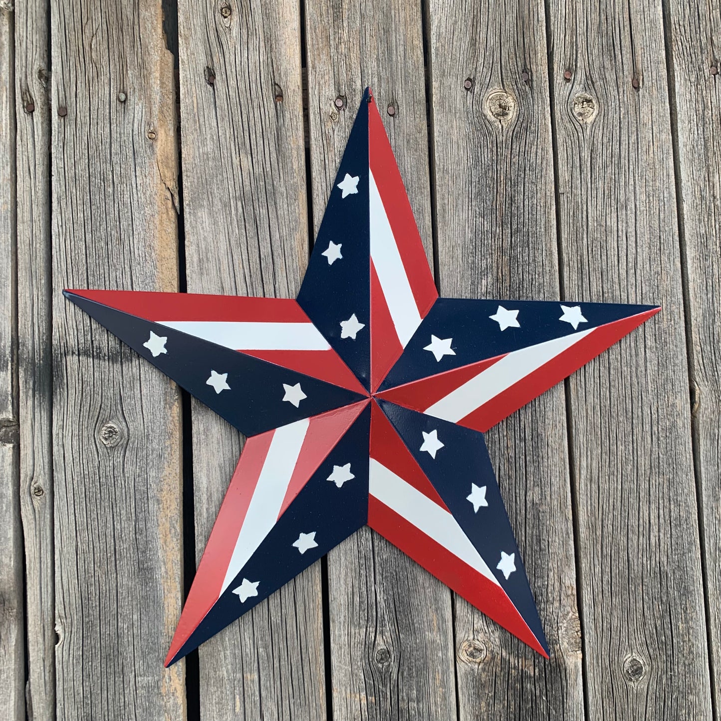 USA BARN STAR AMERICAN FLAG STAR RED WHITE & BLUE METAL STAR HANDMADE NEW 12",24",30" #EH11753