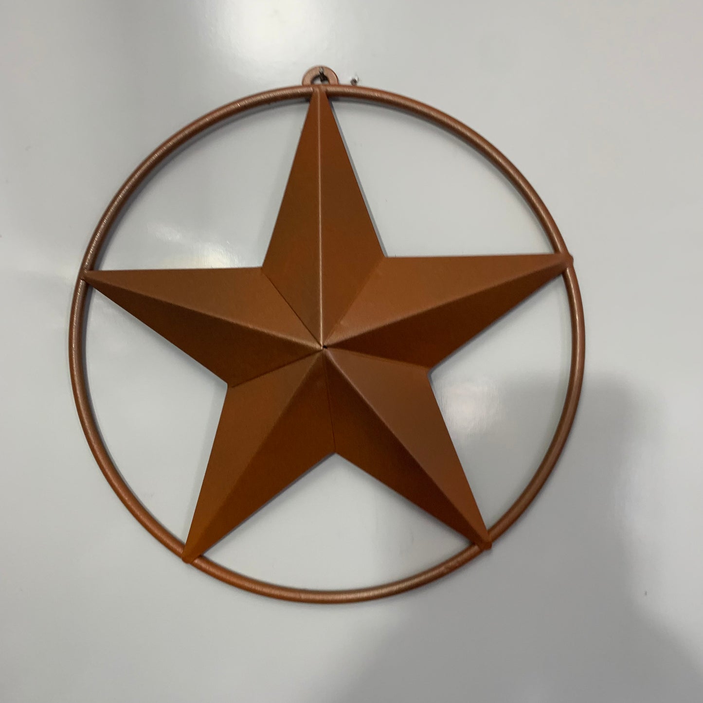 ORANGE COPPER SOLID RING BARN STAR 3",4",6",9",12" METAL LONE STAR WESTERN HOME DECOR HANDMADE-#EH10026