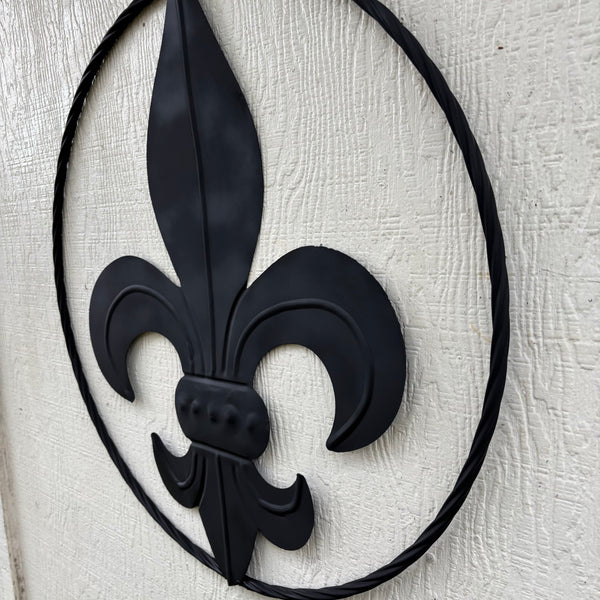 FLEUR DE LIS BLACK FLAT METAL WALL ART SIGN WESTERN HOME DECOR HANDMADE NEW 12",18",24",32"