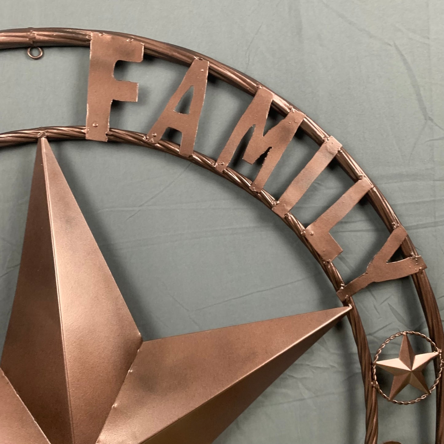 MATHIS STYLE CUSTOM NAME STAR BARN STAR 3d METAL LONESTAR TWISTED ROPE RING WESTERN HOME DECOR RUSTIC BRONZE COPPER HANDMADE 24",32",36",50"
