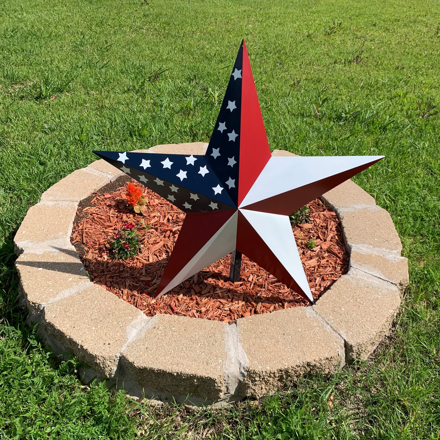 USA FLAG STAR STYLE# 5 RED WHITE & BLUE AMERICANA METAL BARN STAR WALL ART HANDMADE TO ORDER NEW #EH13380