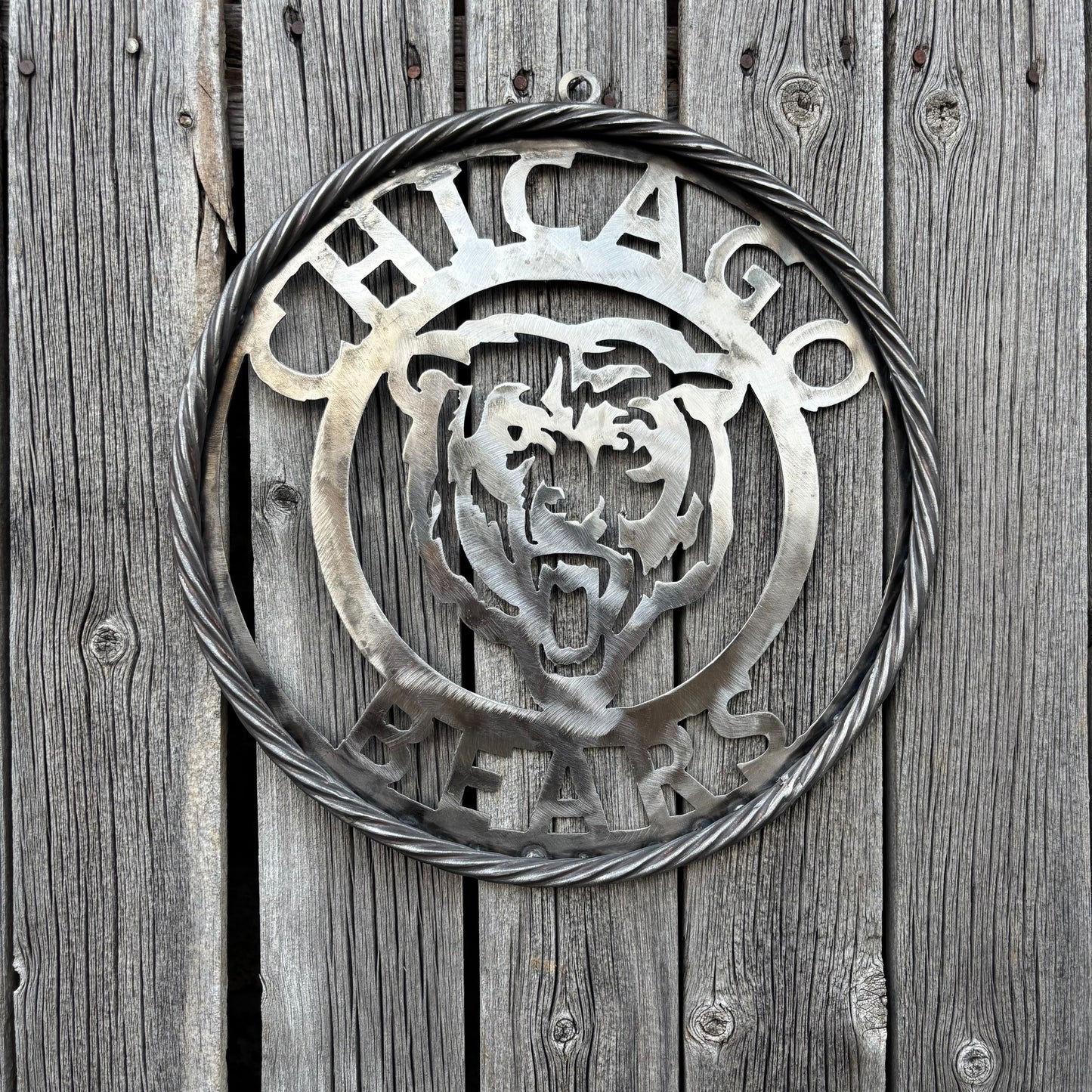 CHICAGO BEARS CUSTOM RAW METAL VINTAGE CRAFT SIGN TEAM HANDMADE STYLE# 3