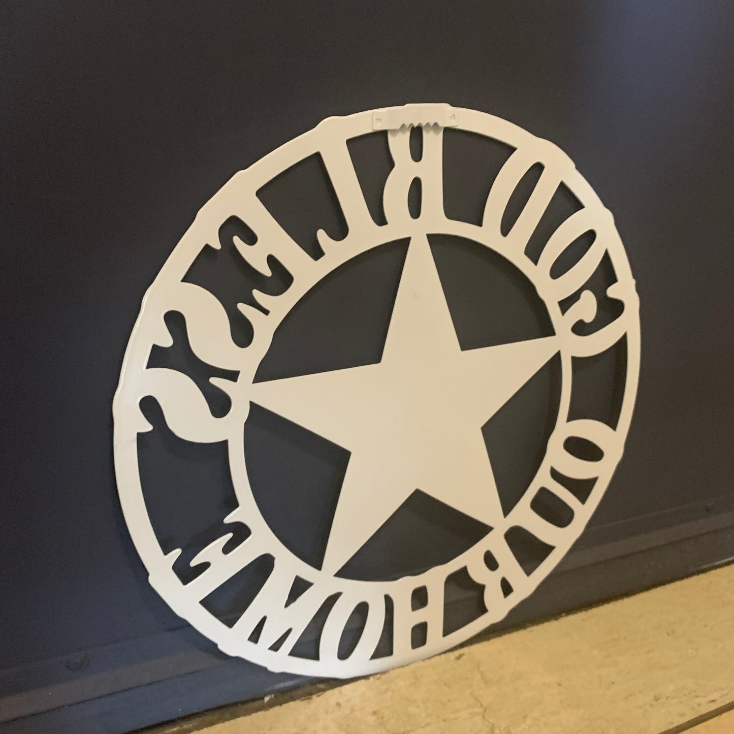 12" GOD BLESS OUR HOME METAL FLAT 2D  STAR SIGN LASERCUT ART WESTERN HOME DECOR HANDMADE NEW #EH11364