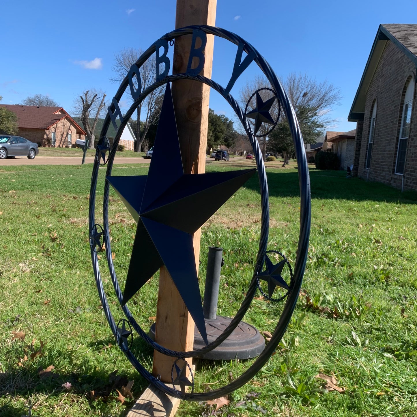 HOBBY STYLE CUSTOM NAME STAR BARN METAL STAR 3d TWISTED ROPE RING WESTERN HOME DECOR RUSTIC NAVY BLUE HANDMADE 24",32",36",50"