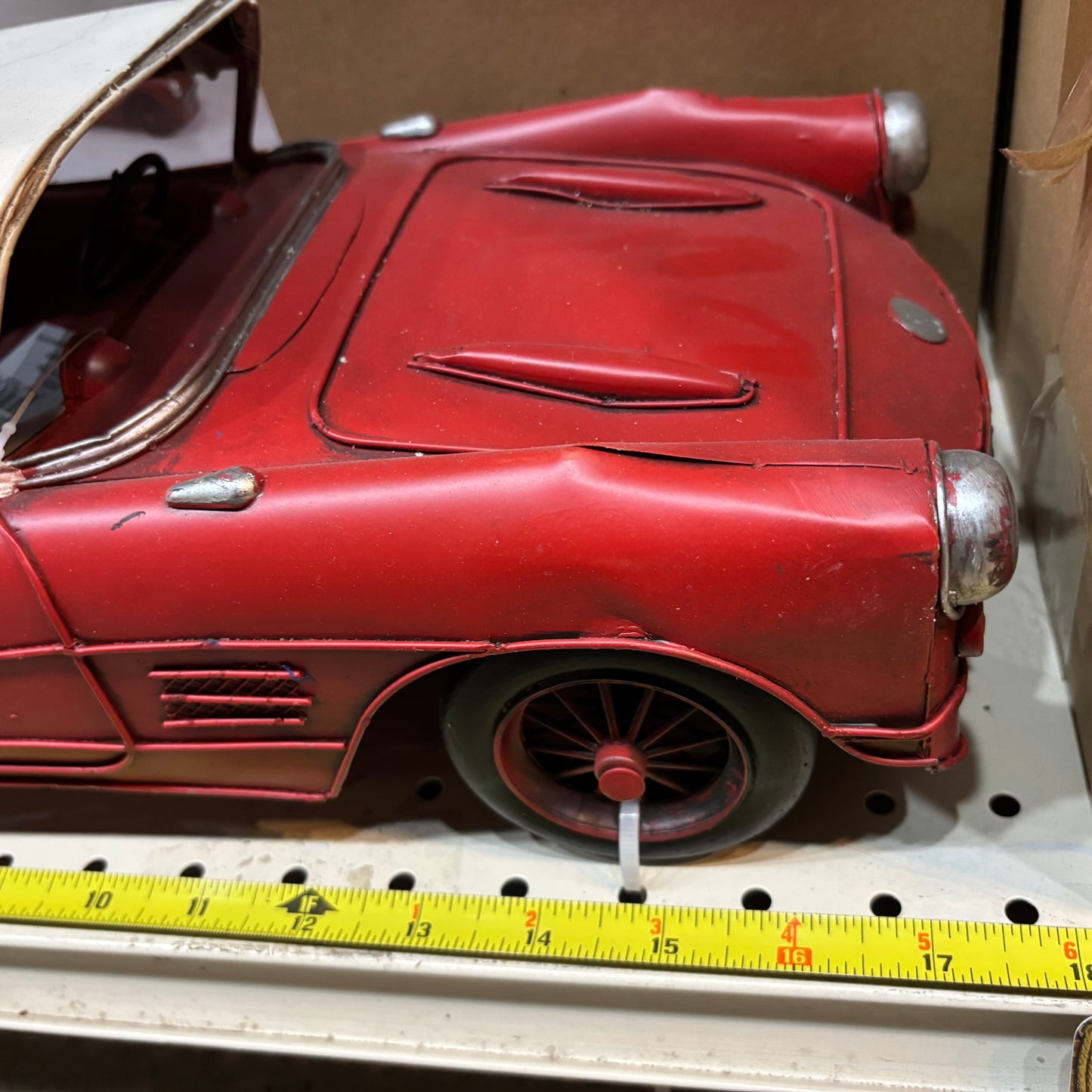 RA0236 RED CLASSIC CAR COVERTIBLE L 18" METAL CAR ART WESTERN HOME DECOR HANDMADE