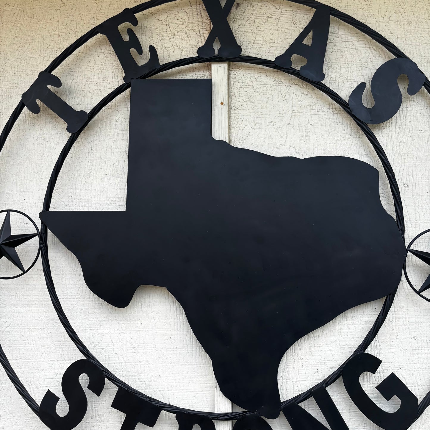 TEXAS STRONG BLACK METAL SIGN WESTERN HOME DECOR HANDMADE