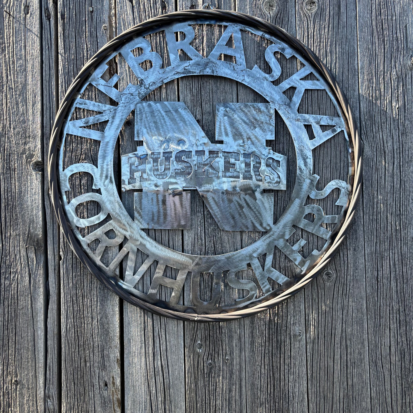 12", 18", 24", 32" NEBRASKA HUSKERS RAW METAL CUSTOM VINTAGE CRAFT TEAM SIGN