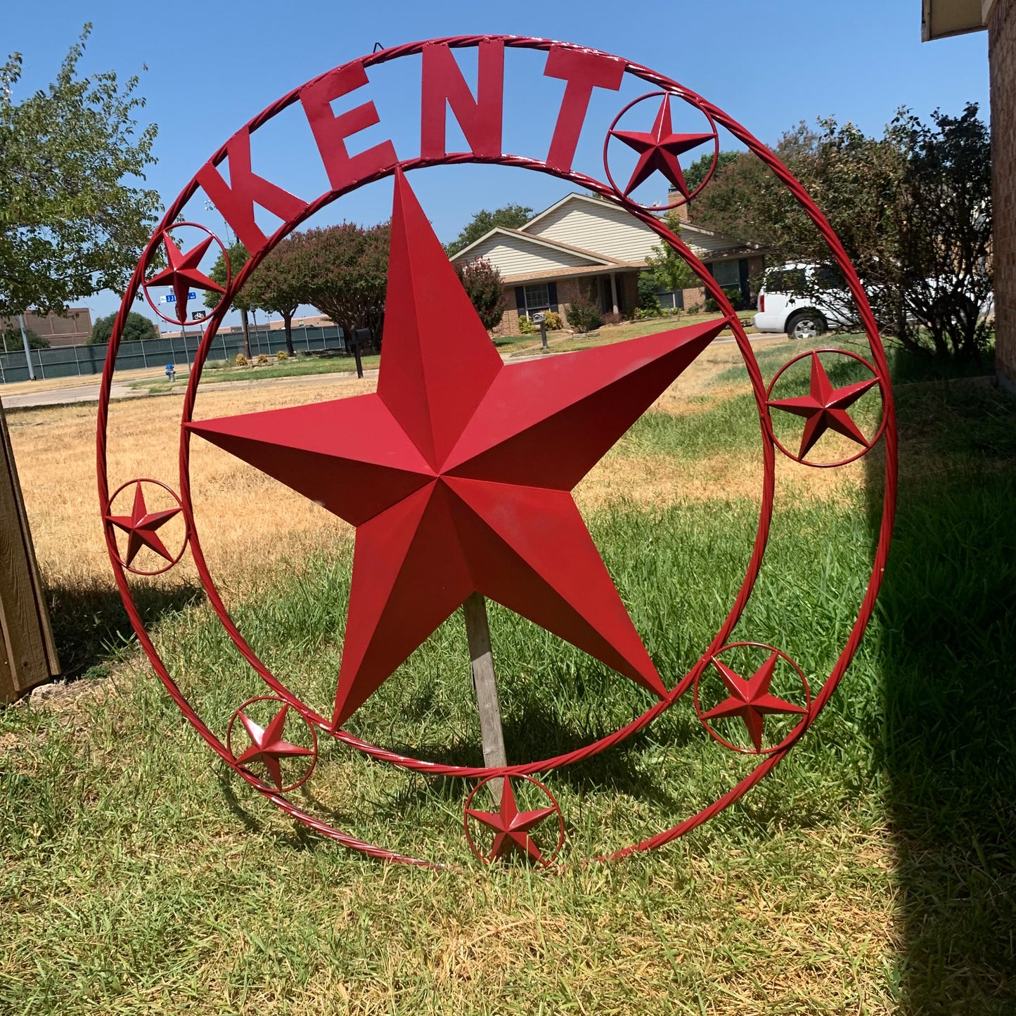 KENT STYLE YOUR CUSTOM STAR METAL NAME RUSTIC BURGUNDY RED CUSTOM 3d STAR METAL NAME BARN STAR TWISTED ROPE RING DESIGN METAL WALL ART HOME DECOR ANY SIZE