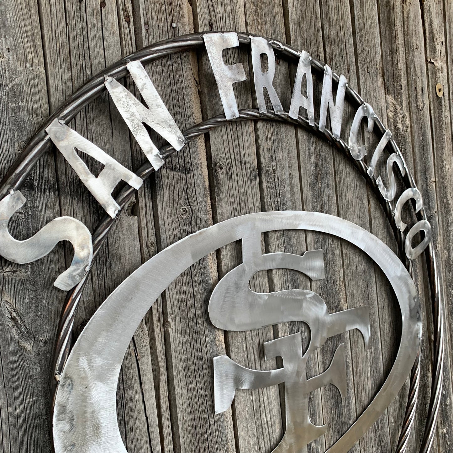 36" SAN FRANCISCO 49ERS CUSTOM RAW METAL VINTAGE CRAFT TEAM SIGN HAND MADE IN USA