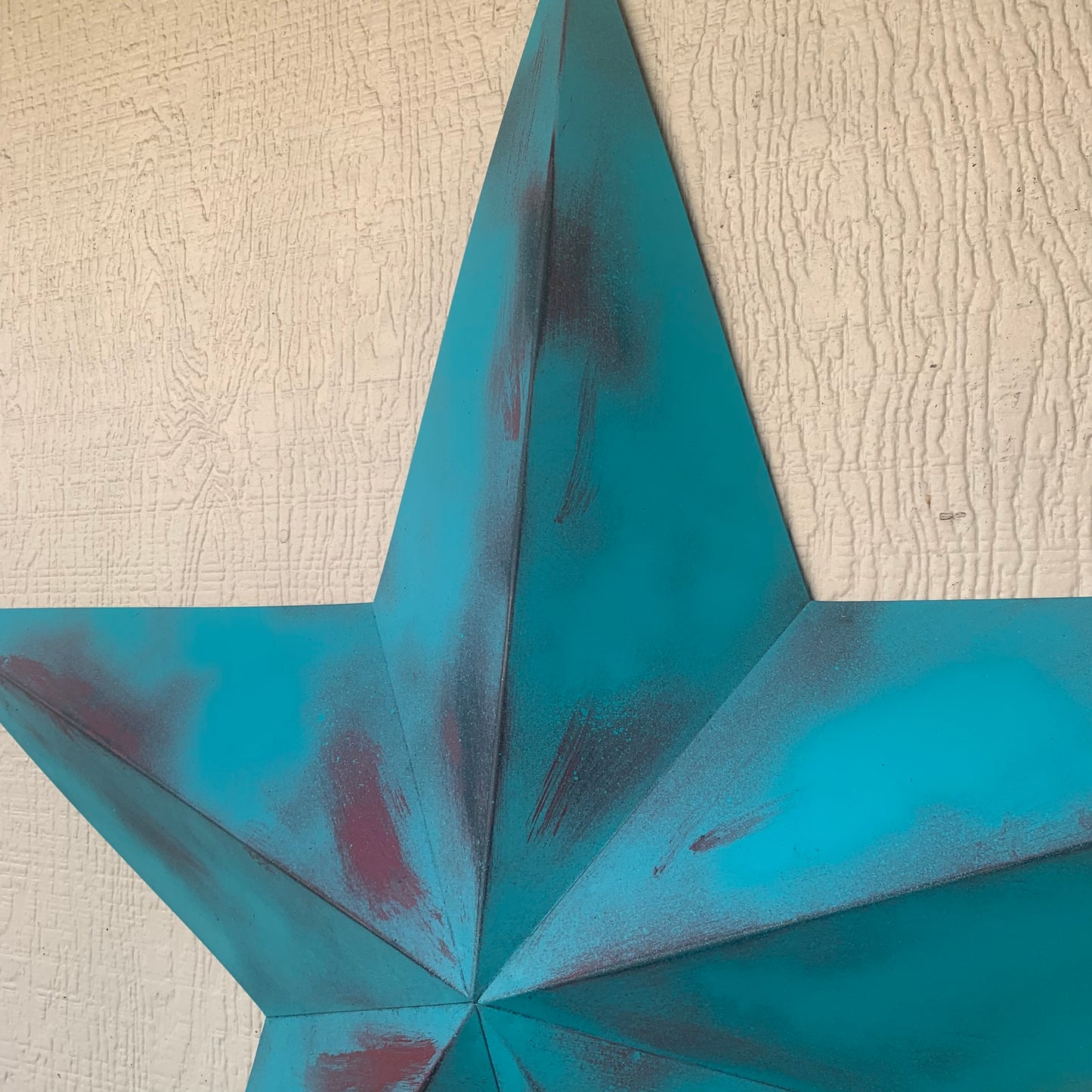 #EH10540 TURQUOISE DISTRESSED TWO TONE BARN STAR METAL ART WESTERN HOME DECOR HANDMADE NEW