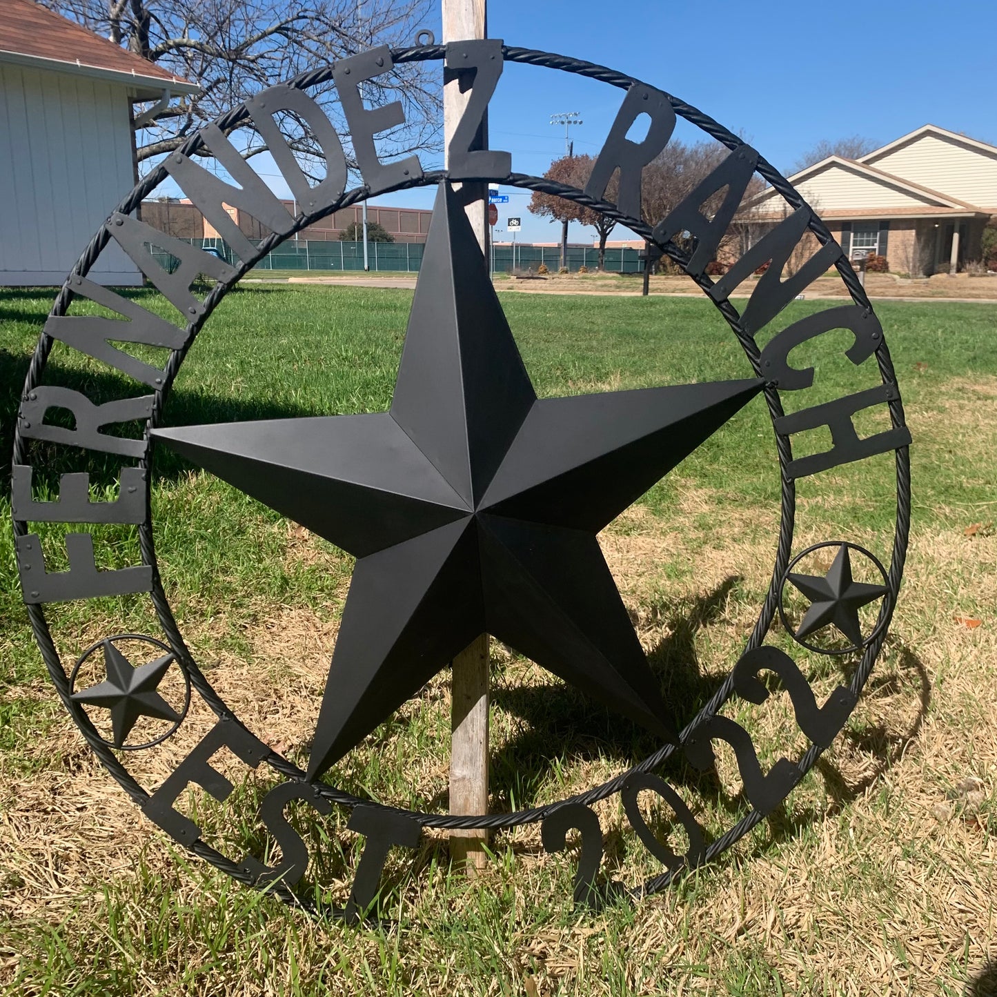 FERNANDEZ RANCH STYLE YOUR CUSTOM NAME STAR BARN STAR METAL LONE STAR WESTERN HOME DECOR RUSTIC BLACK HANDMADE 24",32",36",50"