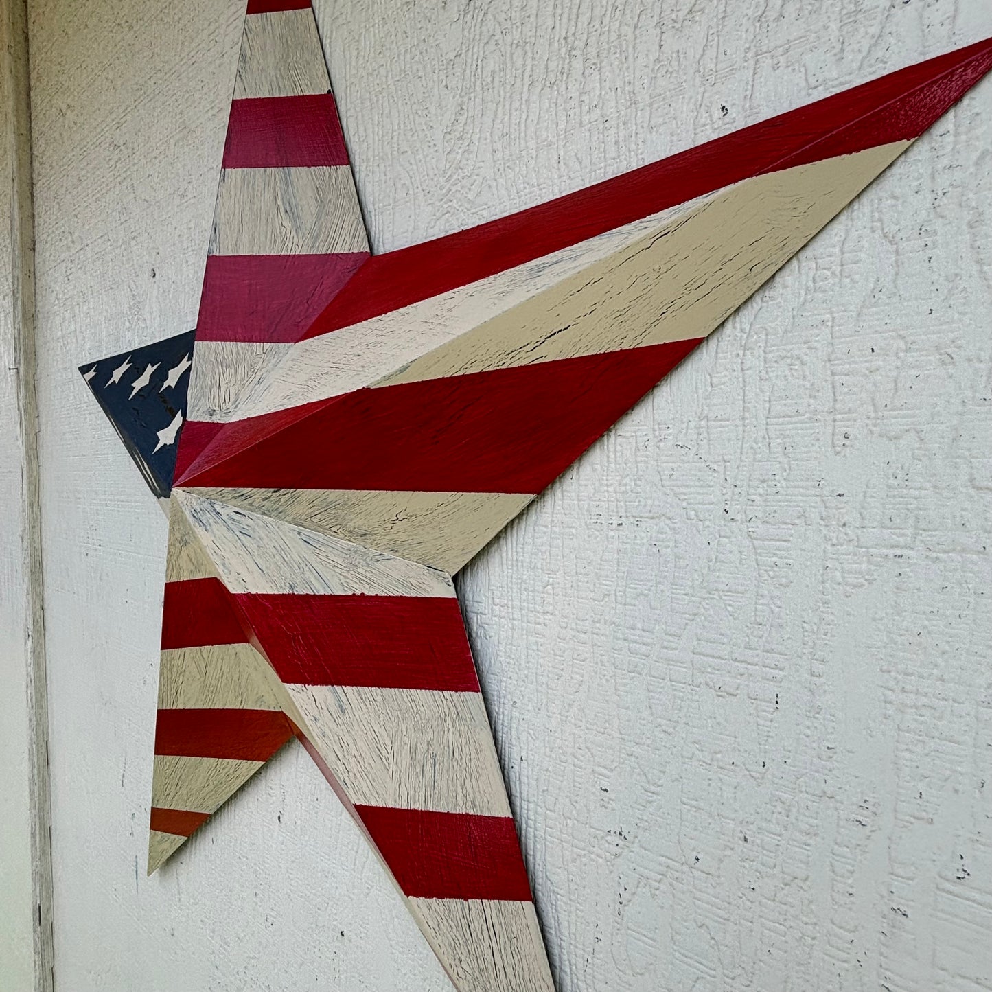 USA FLAG STAR CRACKLE RED IVORY NAVY BLUE METAL BARN STAR METAL WALL ART WESTERN HOME DECOR HANDMADE NEW