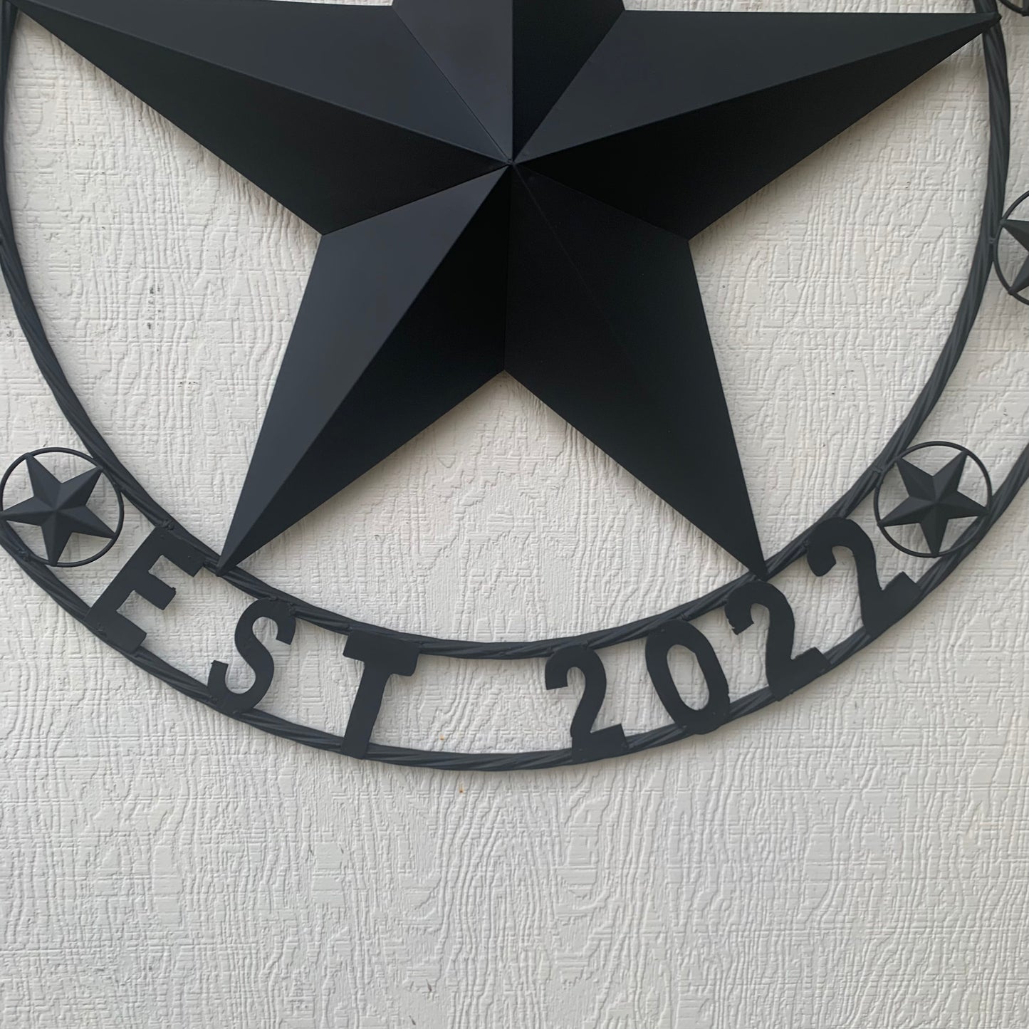 ZARBOLIAS STYLE CUSTOM NAME STAR BARN METAL STAR 3d TWISTED ROPE RING WESTERN HOME DECOR RUSTIC BLACK HANDMADE 24",32",36",50"