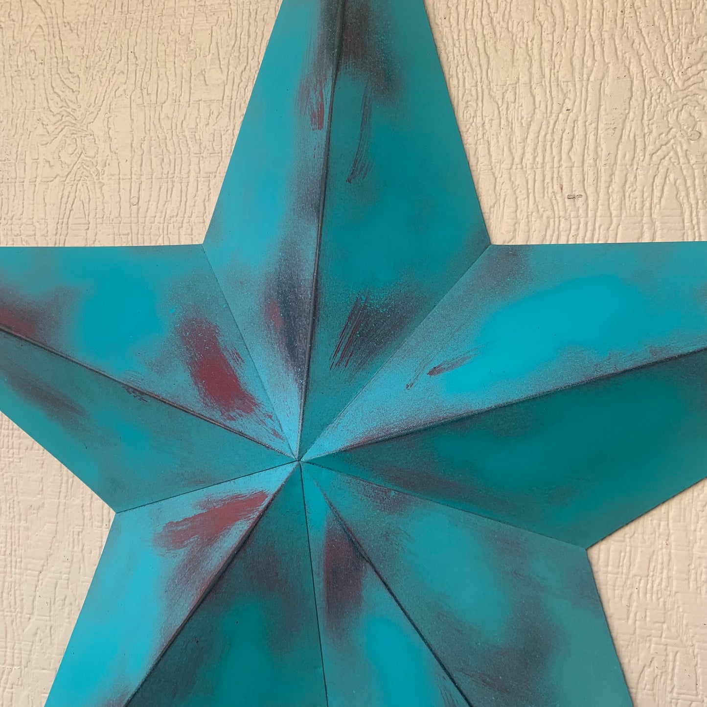 #EH10540 TURQUOISE DISTRESSED TWO TONE BARN STAR METAL ART WESTERN HOME DECOR HANDMADE NEW