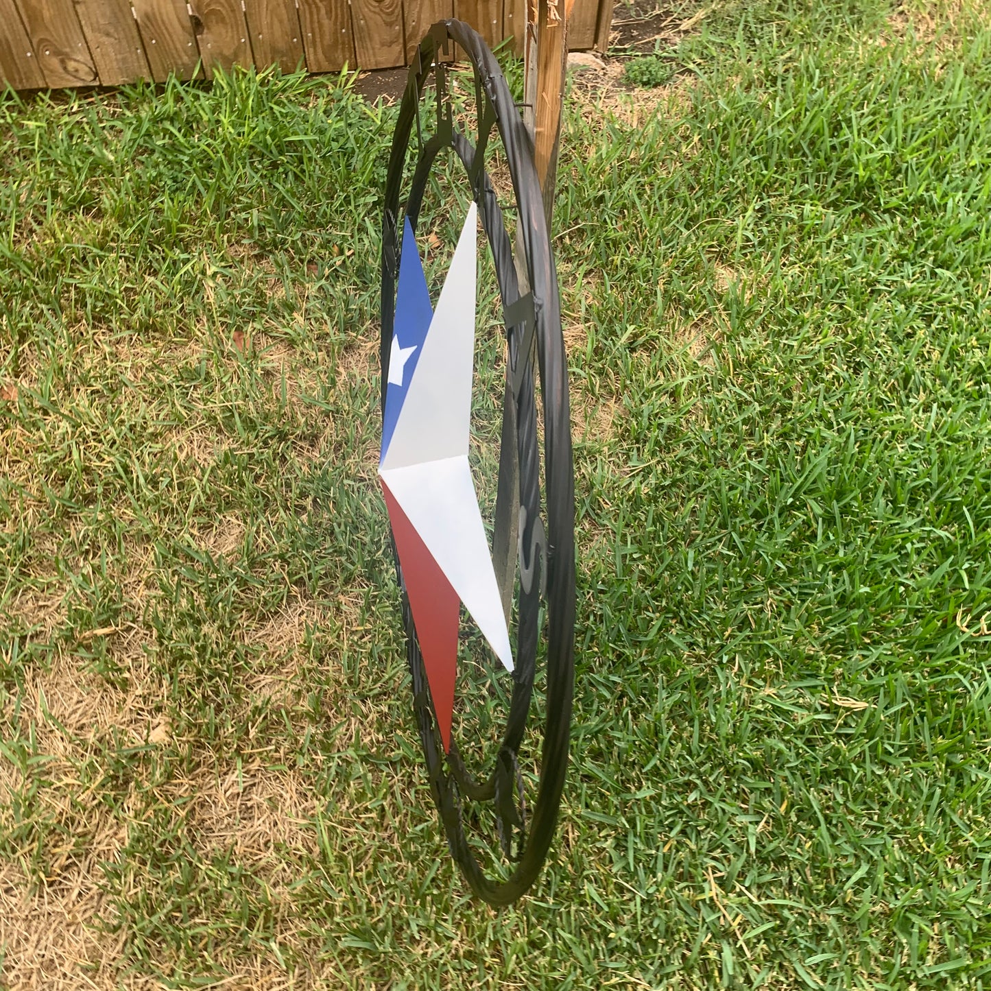 TEXAS 2022 STYLE CUSTOM NAME BARN STAR METAL LONESTAR 3d TWISTED BLACK ROPE RING WESTERN HOME DECOR   HANDMADE 24",32",36"
