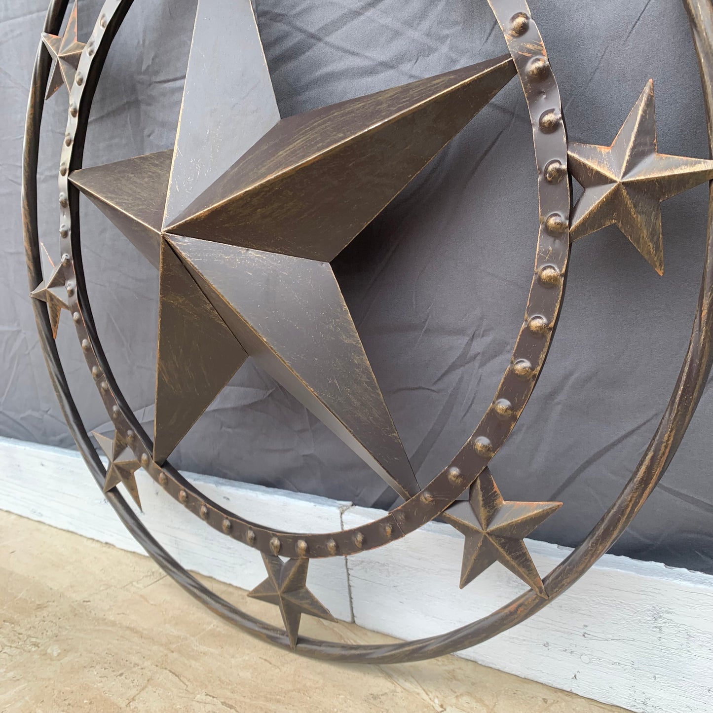 24" MULTI STAR BEADED COLIBROX BARN STAR METAL LONESTAR WESTERN HOME DECOR HANDMADE RUSTIC DARK BRONZE NEW