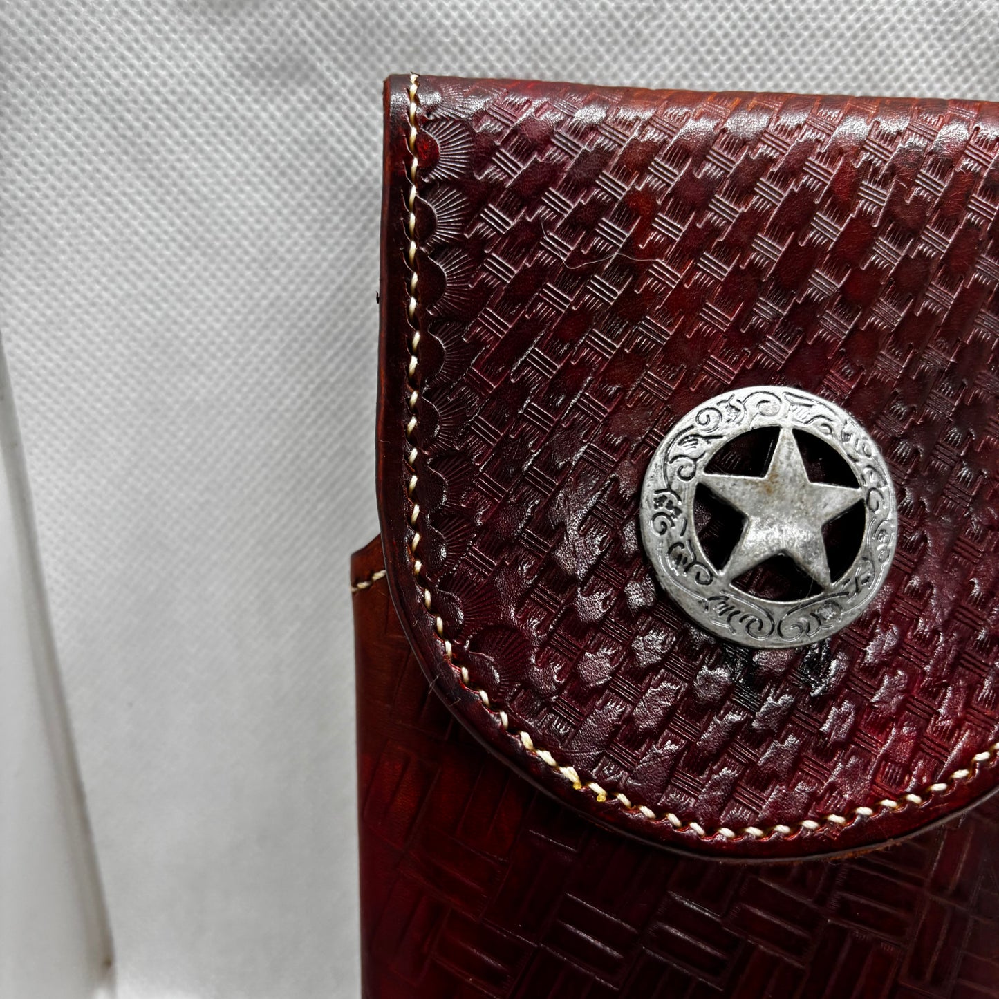 7" LONE STAR LEATHER HOLSTER BROWN STAR POUCH EXTRA LARGE  BELT LOOP CLIP CELL PHONE CASE UNIVERSAL HANDMADE #EH13808