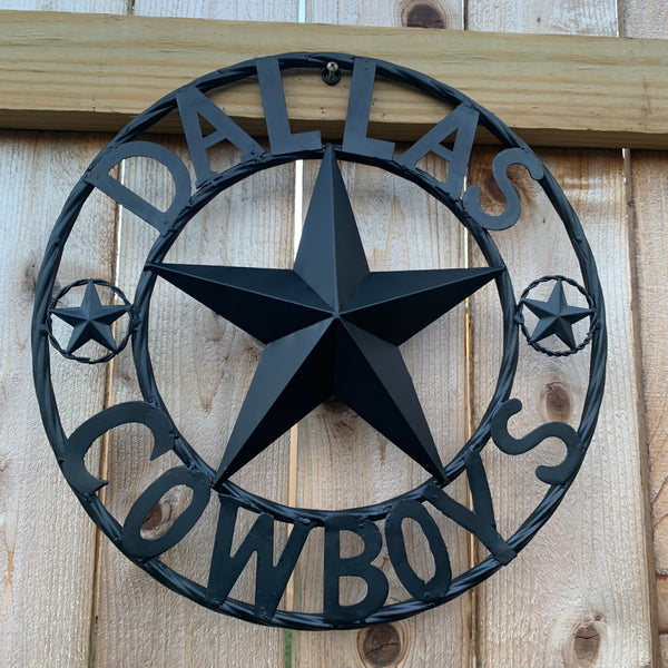 18" DALLAS COWBOYS BLACK STAR CUSTOM METAL VINTAGE LONE STAR WESTERN HOME DECOR HANDMADE