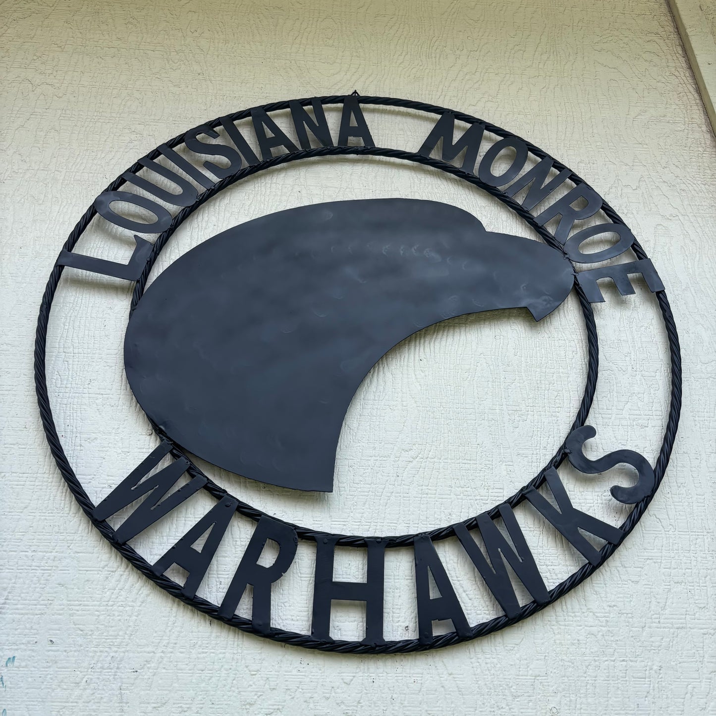 LOUISIANA MONROE WARHAWKS CUSTOM BLACK METAL VINTAGE CRAFT TEAM SIGN HANDMADE 18",24",32"