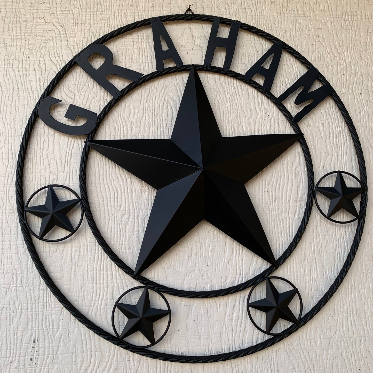 GRAHAM STYLE YOUR CUSTOM NAME STAR BARN STAR METAL LONE STAR WESTERN HOME DECOR RUSTIC BLACK HANDMADE 24",32",36",50"