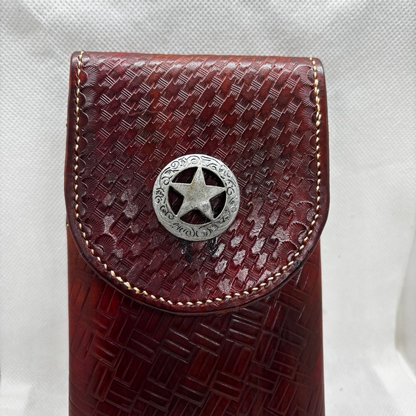 7" LONE STAR LEATHER HOLSTER BROWN STAR POUCH EXTRA LARGE  BELT LOOP CLIP CELL PHONE CASE UNIVERSAL HANDMADE #EH13808