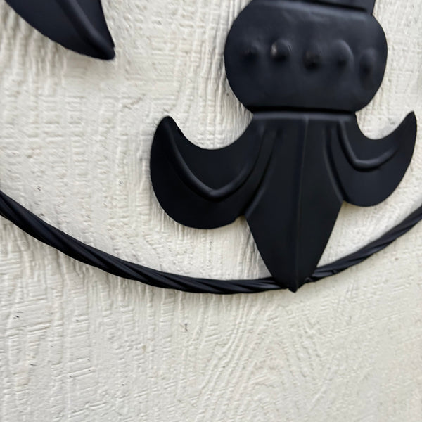 FLEUR DE LIS BLACK FLAT METAL WALL ART SIGN WESTERN HOME DECOR HANDMADE NEW 12",18",24",32"