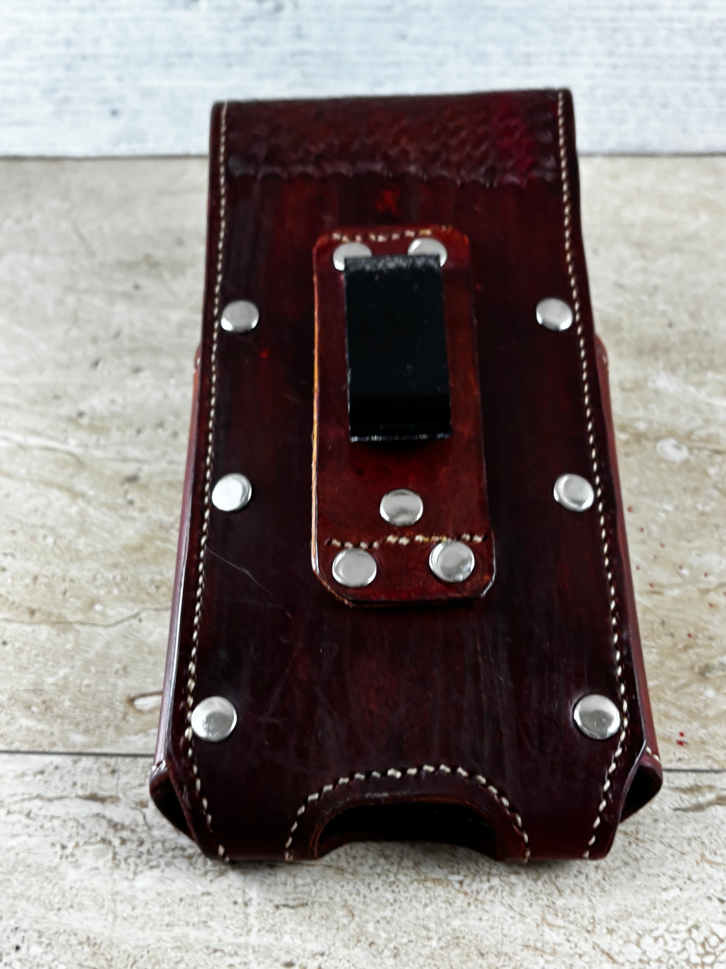 7" LONE STAR LEATHER HOLSTER BROWN STAR POUCH EXTRA LARGE  BELT LOOP CLIP CELL PHONE CASE UNIVERSAL HANDMADE #EH13808
