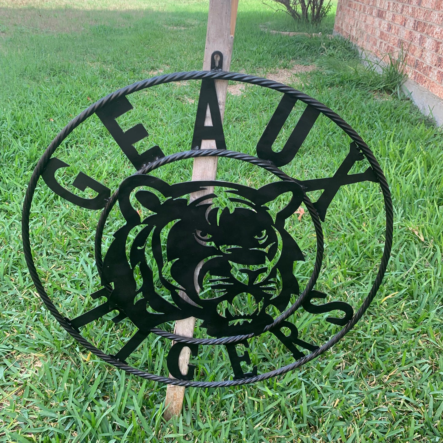 GEAUX TIGERS BLACK CUSTOM METAL VINTAGE CRAFT SIGN TEAM HANDMADE