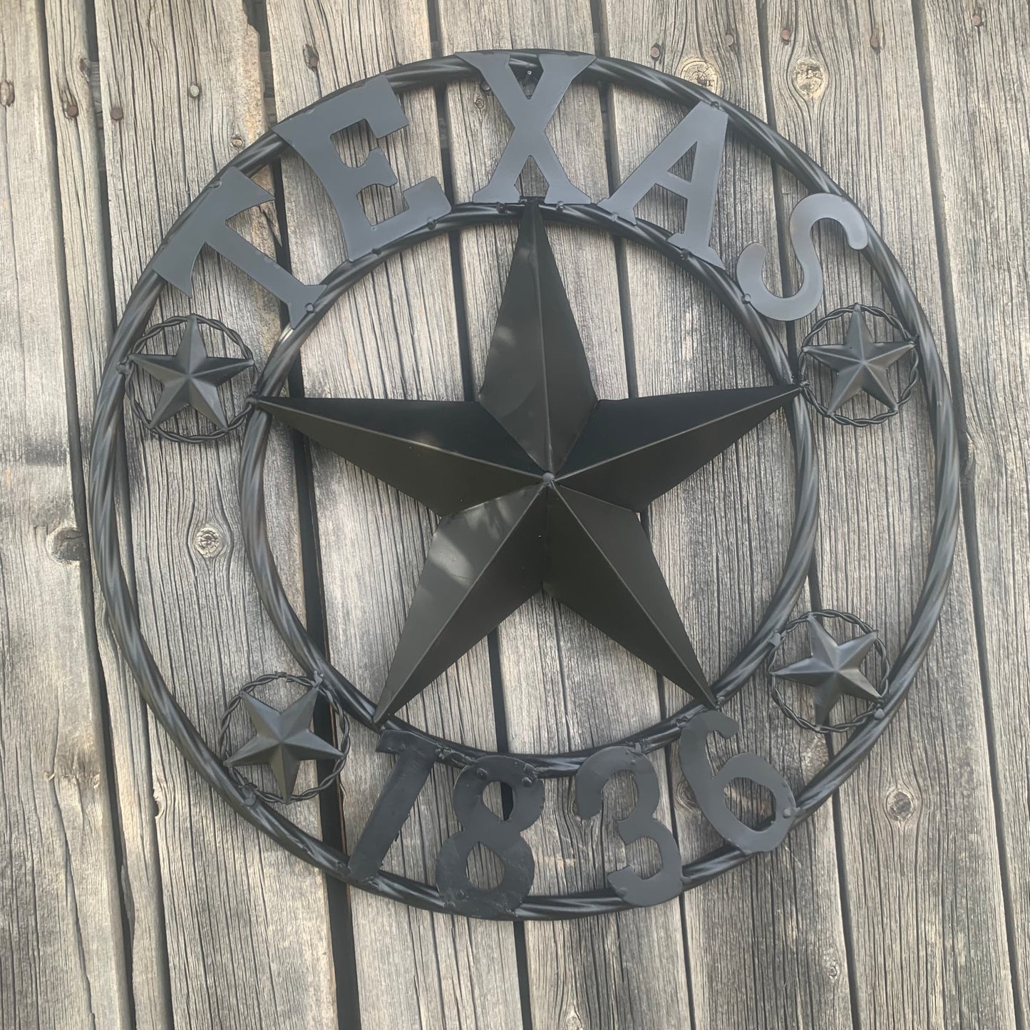 TEXAS 1836 BLACK BARN STAR METAL LONESTAR WESTERN HOME DECOR HANDMADE NEW 16",24",36",50"