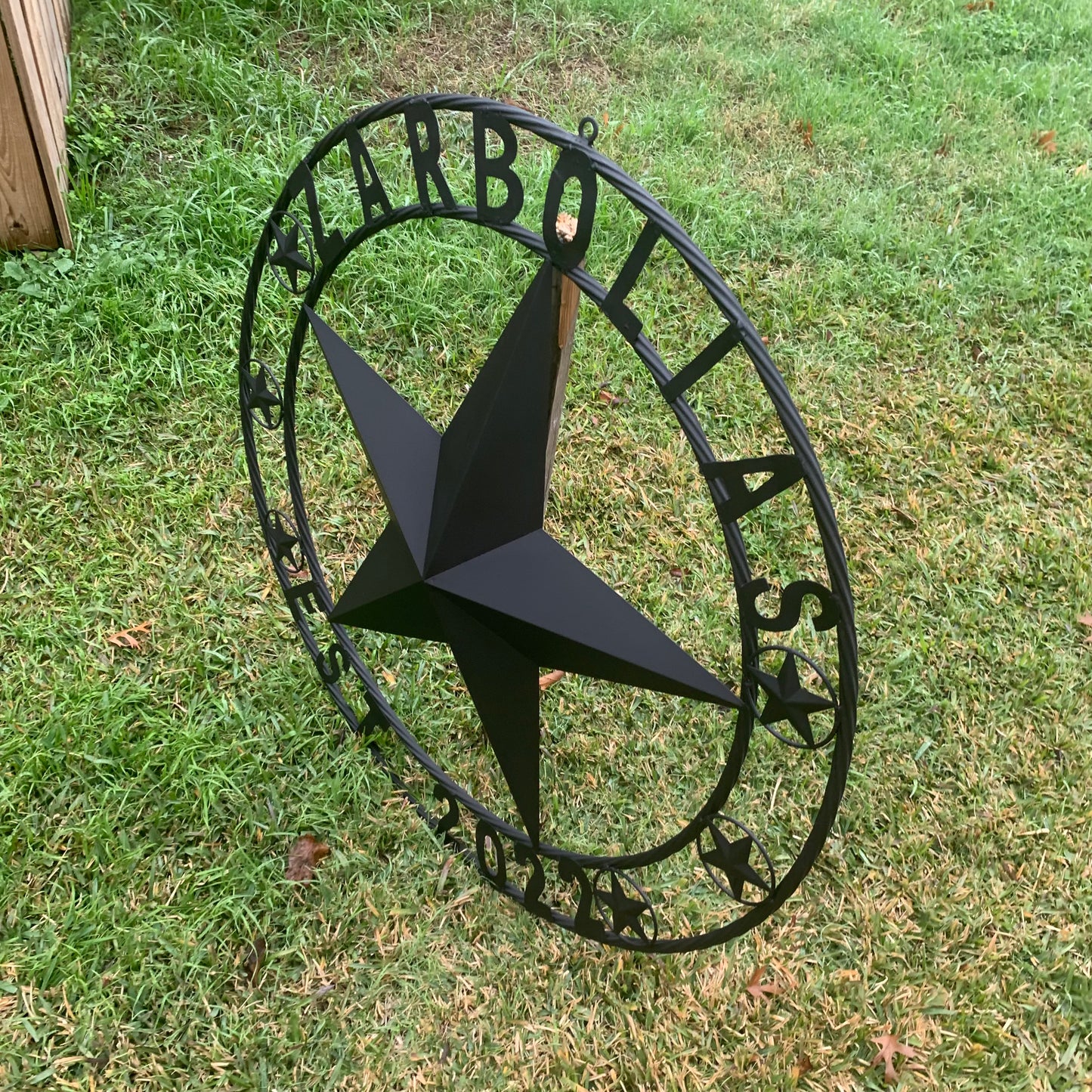 ZARBOLIAS STYLE CUSTOM NAME STAR BARN METAL STAR 3d TWISTED ROPE RING WESTERN HOME DECOR RUSTIC BLACK HANDMADE 24",32",36",50"
