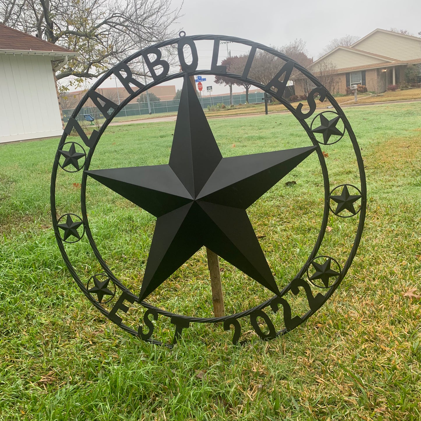 ZARBOLIAS STYLE CUSTOM NAME STAR BARN METAL STAR 3d TWISTED ROPE RING WESTERN HOME DECOR RUSTIC BLACK HANDMADE 24",32",36",50"