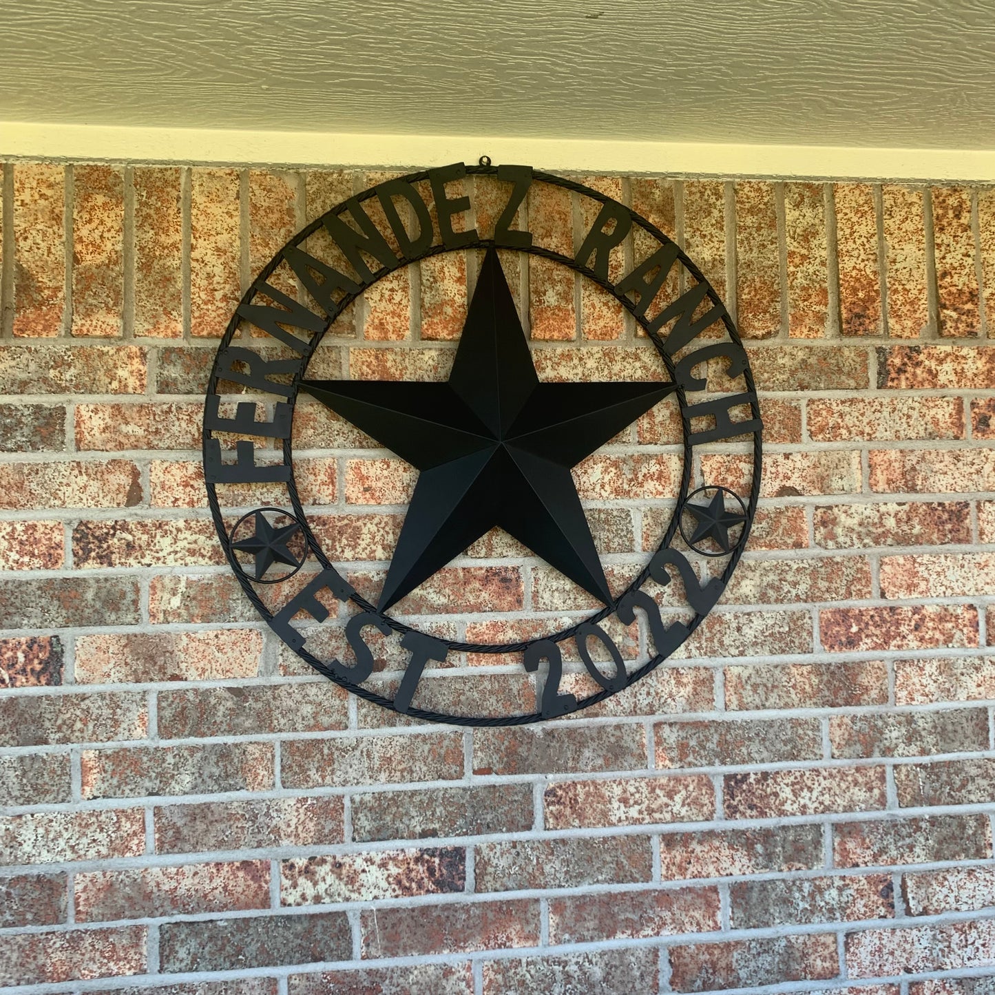 FERNANDEZ RANCH STYLE YOUR CUSTOM NAME STAR BARN STAR METAL LONE STAR WESTERN HOME DECOR RUSTIC BLACK HANDMADE 24",32",36",50"