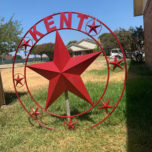 KENT STYLE YOUR CUSTOM STAR METAL NAME RUSTIC BURGUNDY RED CUSTOM 3d STAR METAL NAME BARN STAR TWISTED ROPE RING DESIGN METAL WALL ART HOME DECOR ANY SIZE