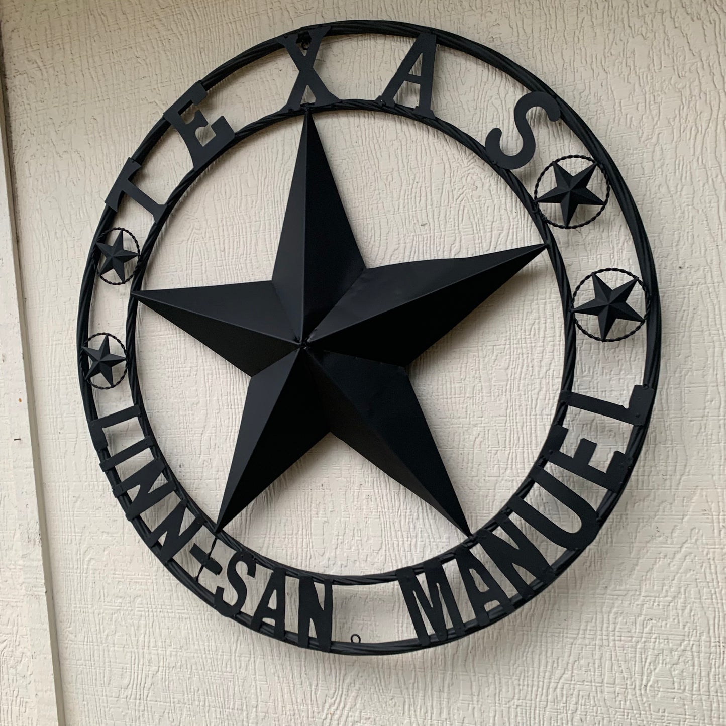 LINN SAN MANUEL STYLE YOUR CUSTOM NAME STAR METAL BARN LONE STAR 3d TWISTED ROPE RING WESTERN HOME DECOR HANDMADE NEW