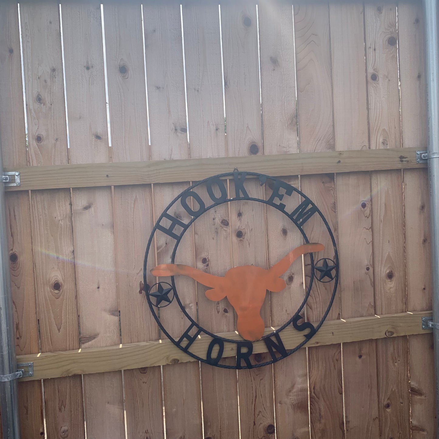 HOOKEM HORNS WITH LONE STAR TEXAS LONGHORNS HOOK EM METAL CUSTOM VINTAGE CRAFT WALL ART TEAM SIGN HANDMADE