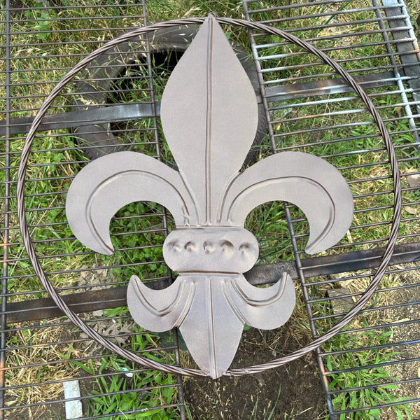FLEUR DE LIS BROWN METAL WALL ART SIGN WESTERN HOME DECOR HANDMADE NEW 12",18",24",32"
