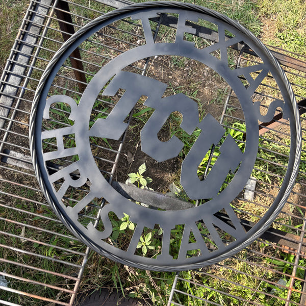 TCU TEXAS CHRISTIAN CUSTOM BLACK METAL VINTAGE CRAFT TEAM SIGN HANDMADE