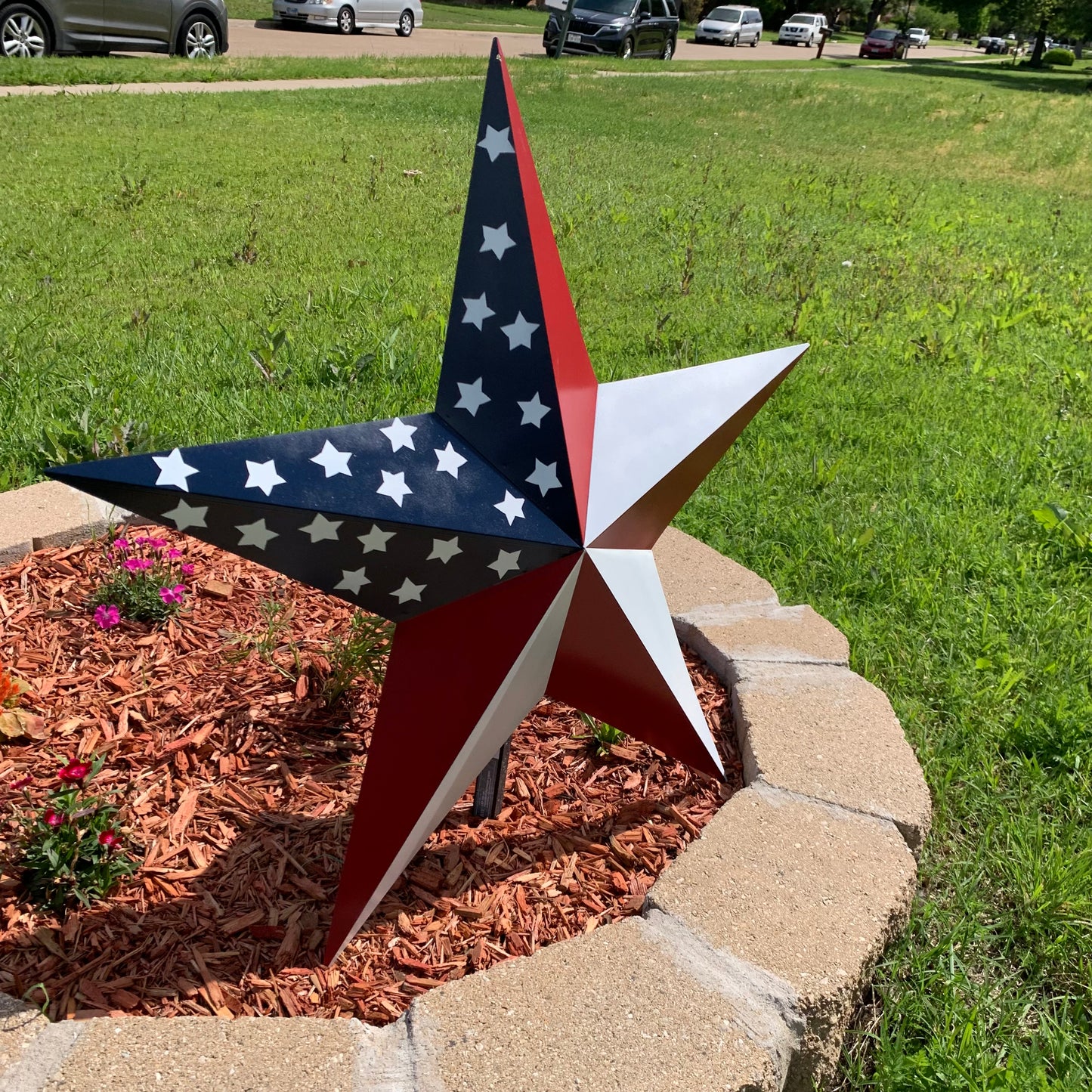 USA FLAG STAR STYLE# 5 RED WHITE & BLUE AMERICANA METAL BARN STAR WALL ART HANDMADE TO ORDER NEW #EH13380