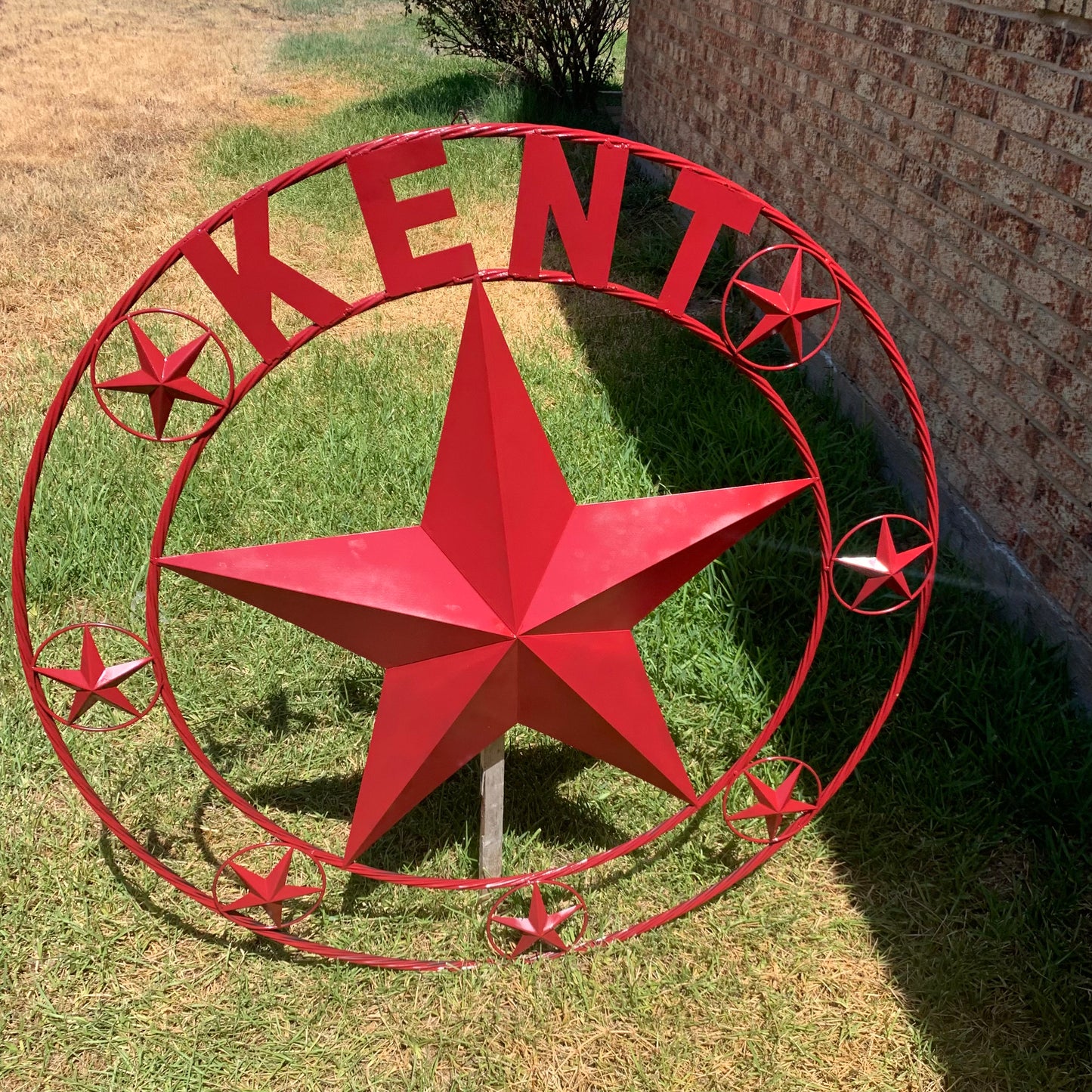 KENT STYLE YOUR CUSTOM STAR METAL NAME RUSTIC BURGUNDY RED CUSTOM 3d STAR METAL NAME BARN STAR TWISTED ROPE RING DESIGN METAL WALL ART HOME DECOR ANY SIZE