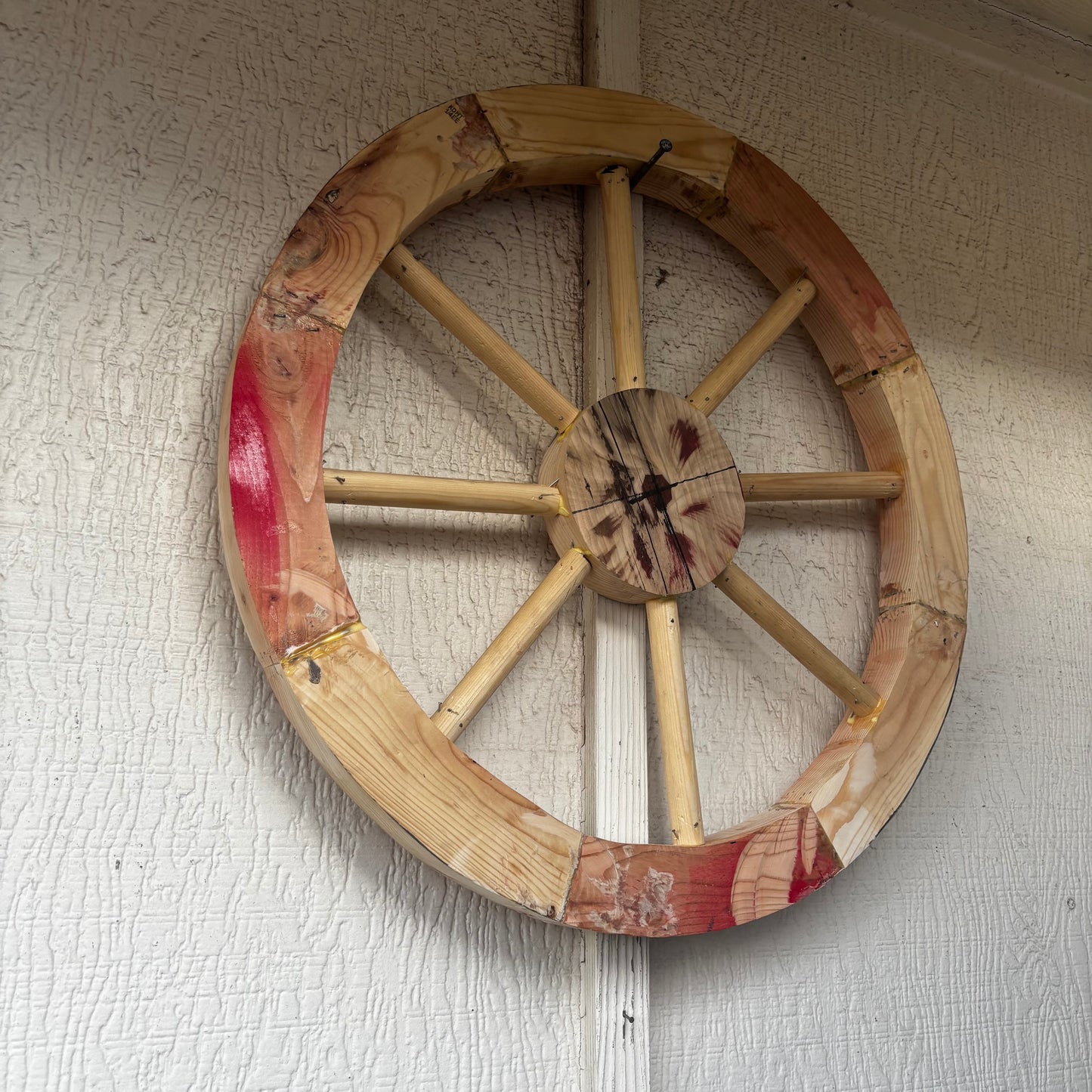 DECORATIVE WAGON WHEEL WOOD WALL ART WESTERN HOME DECOR HANDMADE TEXAS USA