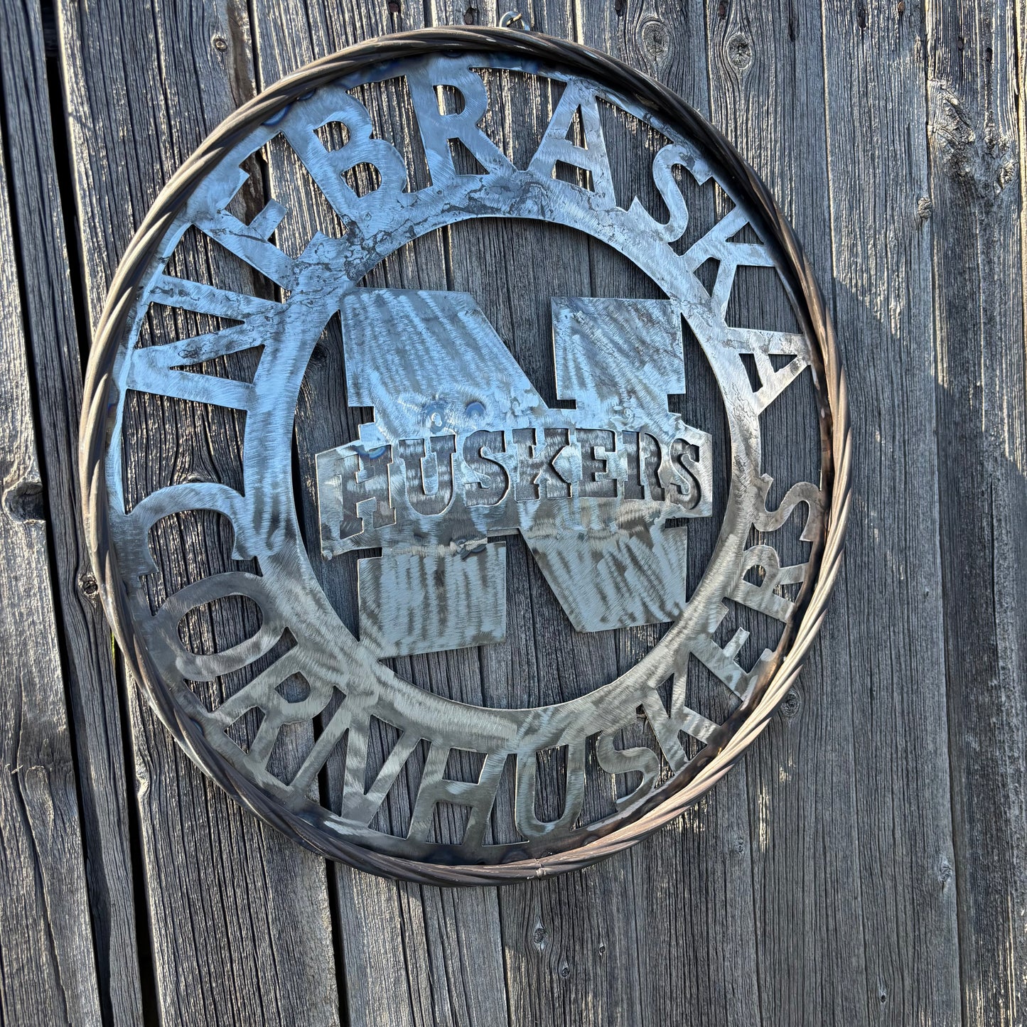 12", 18", 24", 32" NEBRASKA HUSKERS RAW METAL CUSTOM VINTAGE CRAFT TEAM SIGN