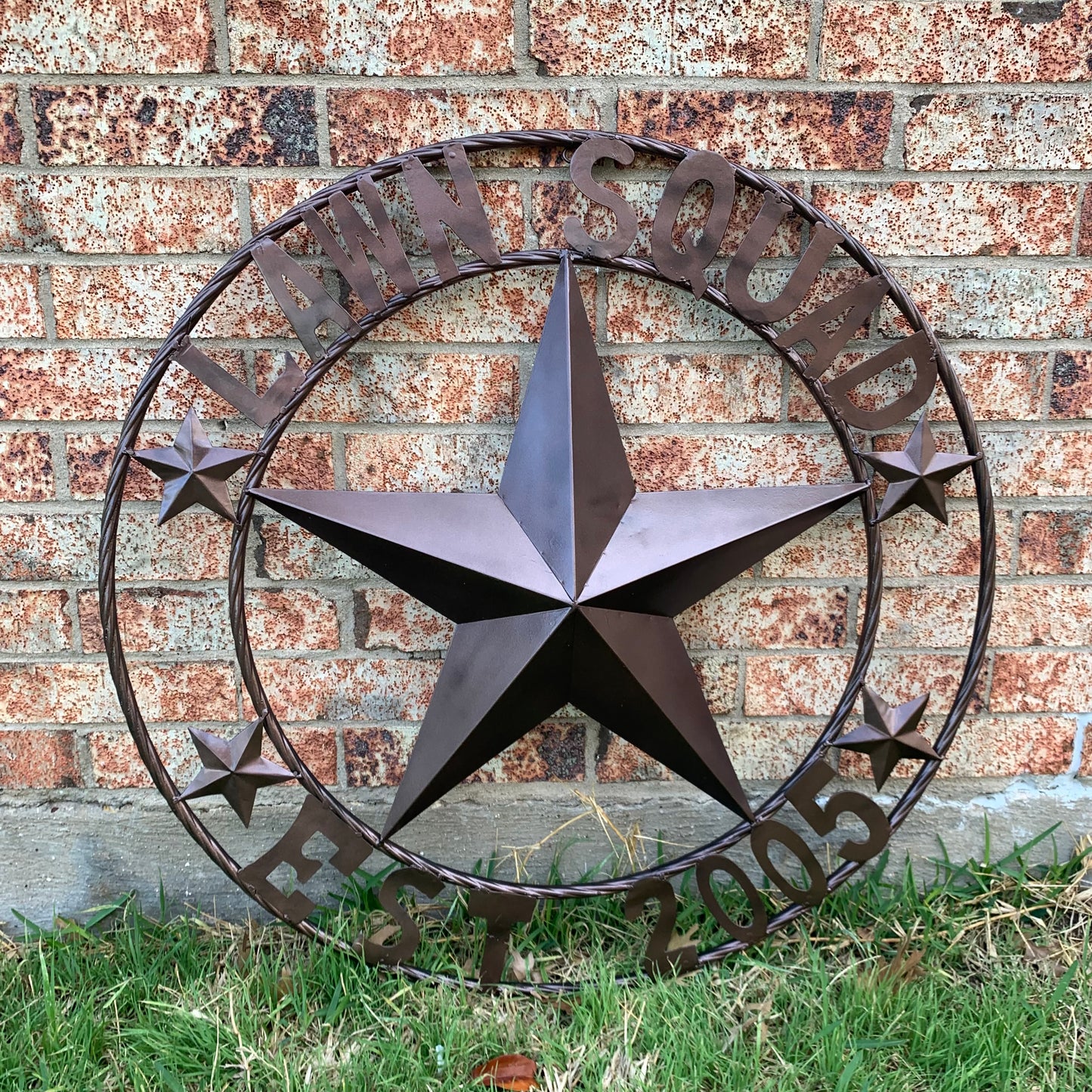 LAWN SQUAD STYLE CUSTOM BARN STAR NAME YOUR CUSTOM NAME STAR METAL NAME BARN STAR WITH TWISTED ROPE RING DESIGN METAL WALL 3d STAR ART WESTERN HOME DECOR RUSTIC BRONZE NEW