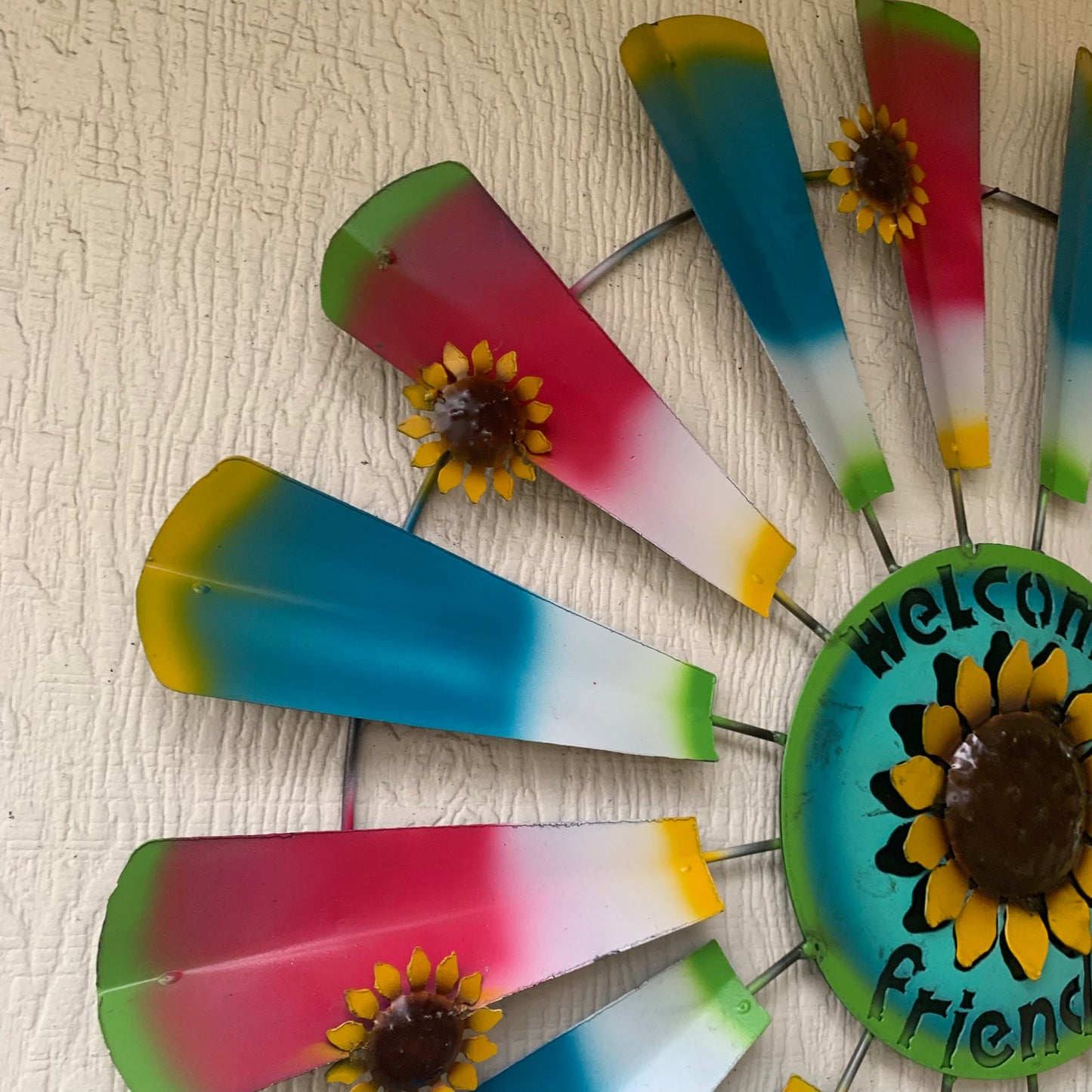 32" WINDMILL WELCOME FRIENDS FARMHOUSE WALL ART METAL WESTERN HOME DECOR NEW #EH12175