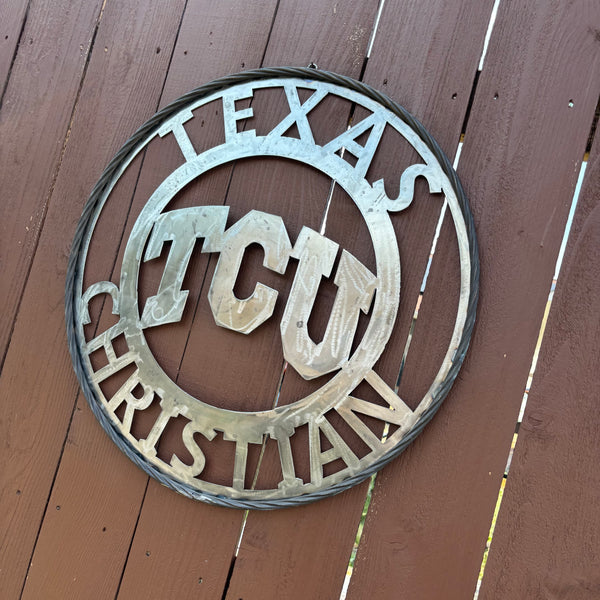 TCU TEXAS CHRISTIAN CUSTOM RAW METAL VINTAGE CRAFT TEAM SIGN UNPAINTED HANDMADE