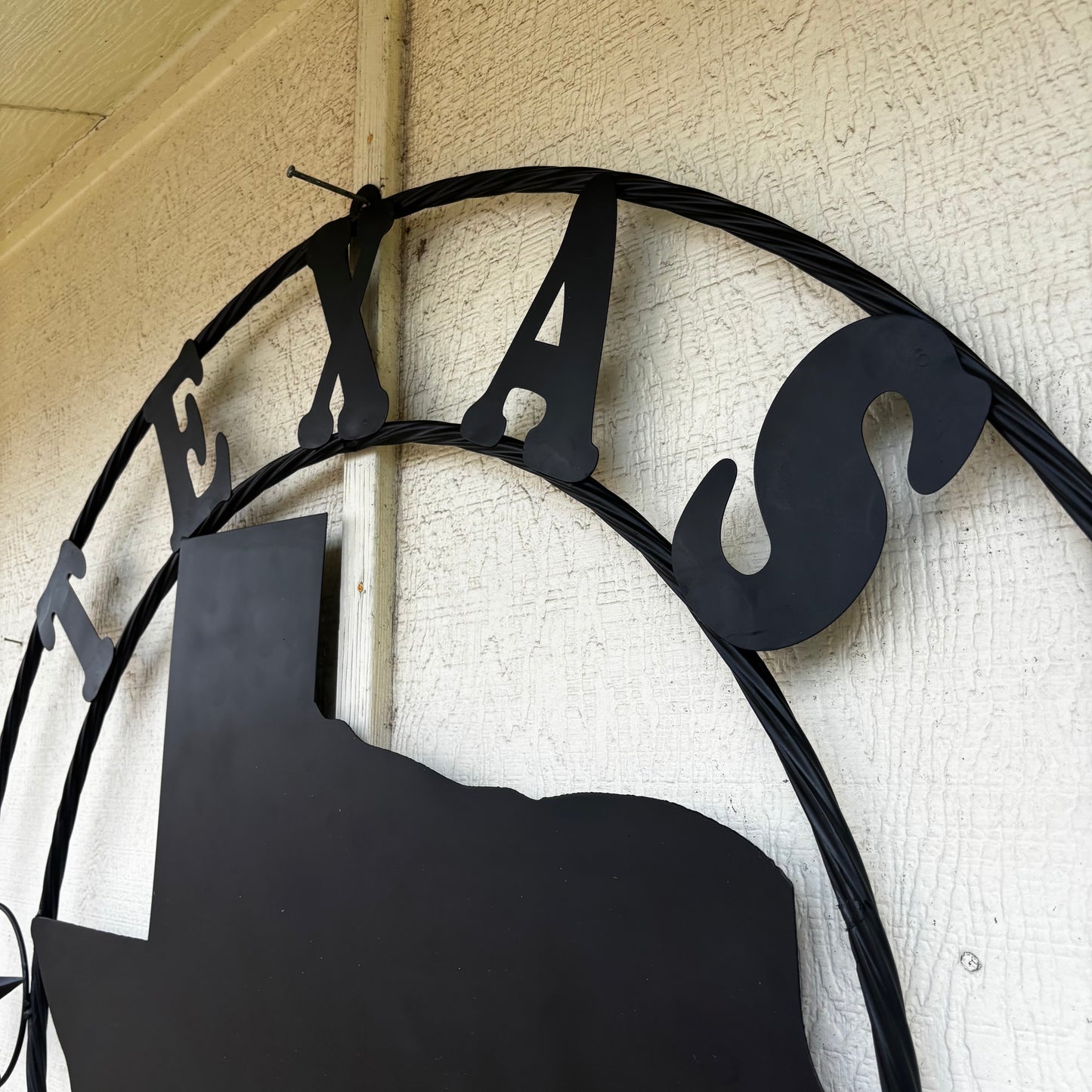 TEXAS STRONG BLACK METAL SIGN WESTERN HOME DECOR HANDMADE