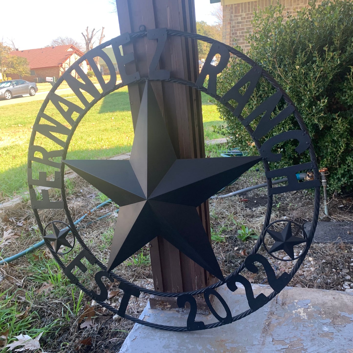 FERNANDEZ RANCH STYLE YOUR CUSTOM NAME STAR BARN STAR METAL LONE STAR WESTERN HOME DECOR RUSTIC BLACK HANDMADE 24",32",36",50"
