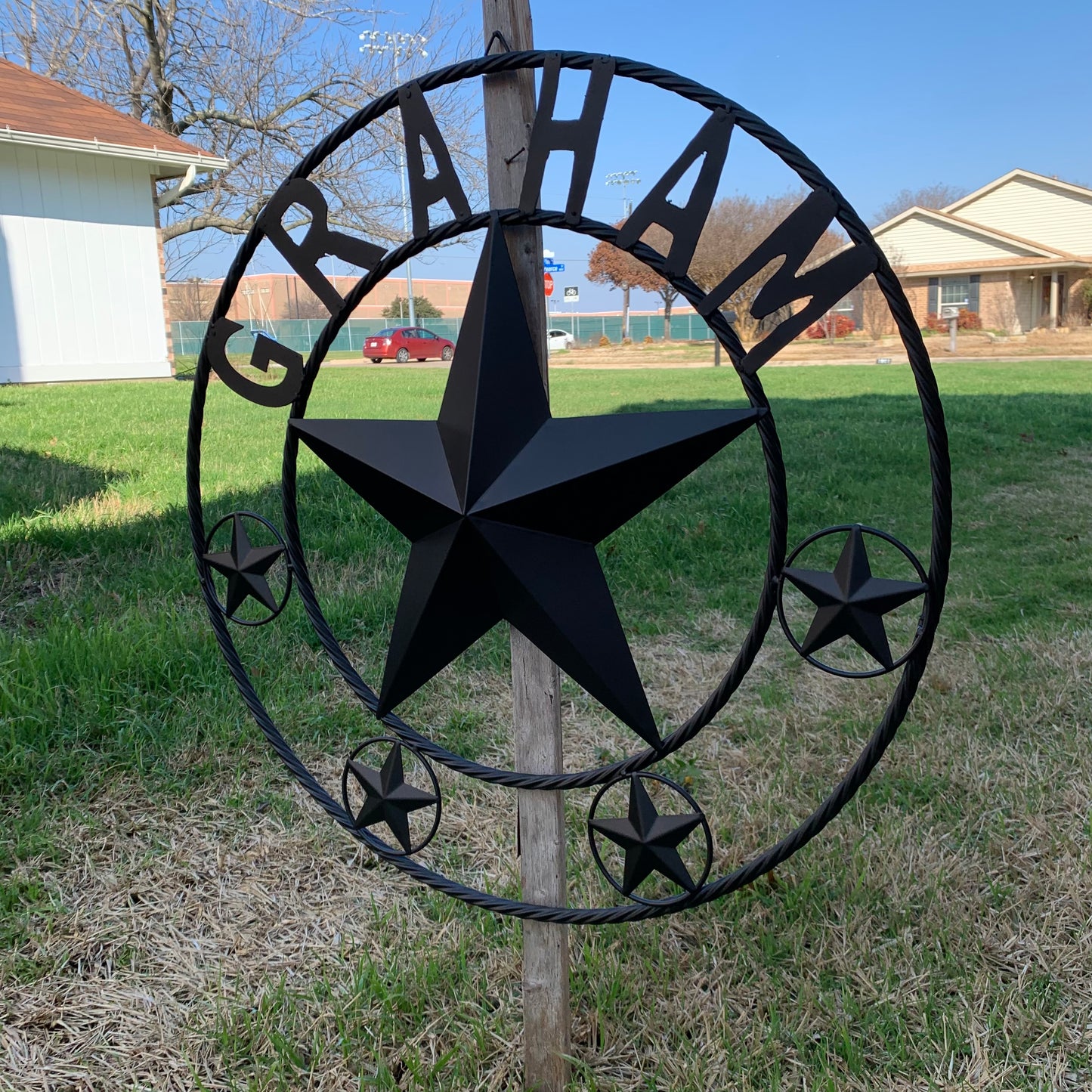 GRAHAM STYLE YOUR CUSTOM NAME STAR BARN STAR METAL LONE STAR WESTERN HOME DECOR RUSTIC BLACK HANDMADE 24",32",36",50"
