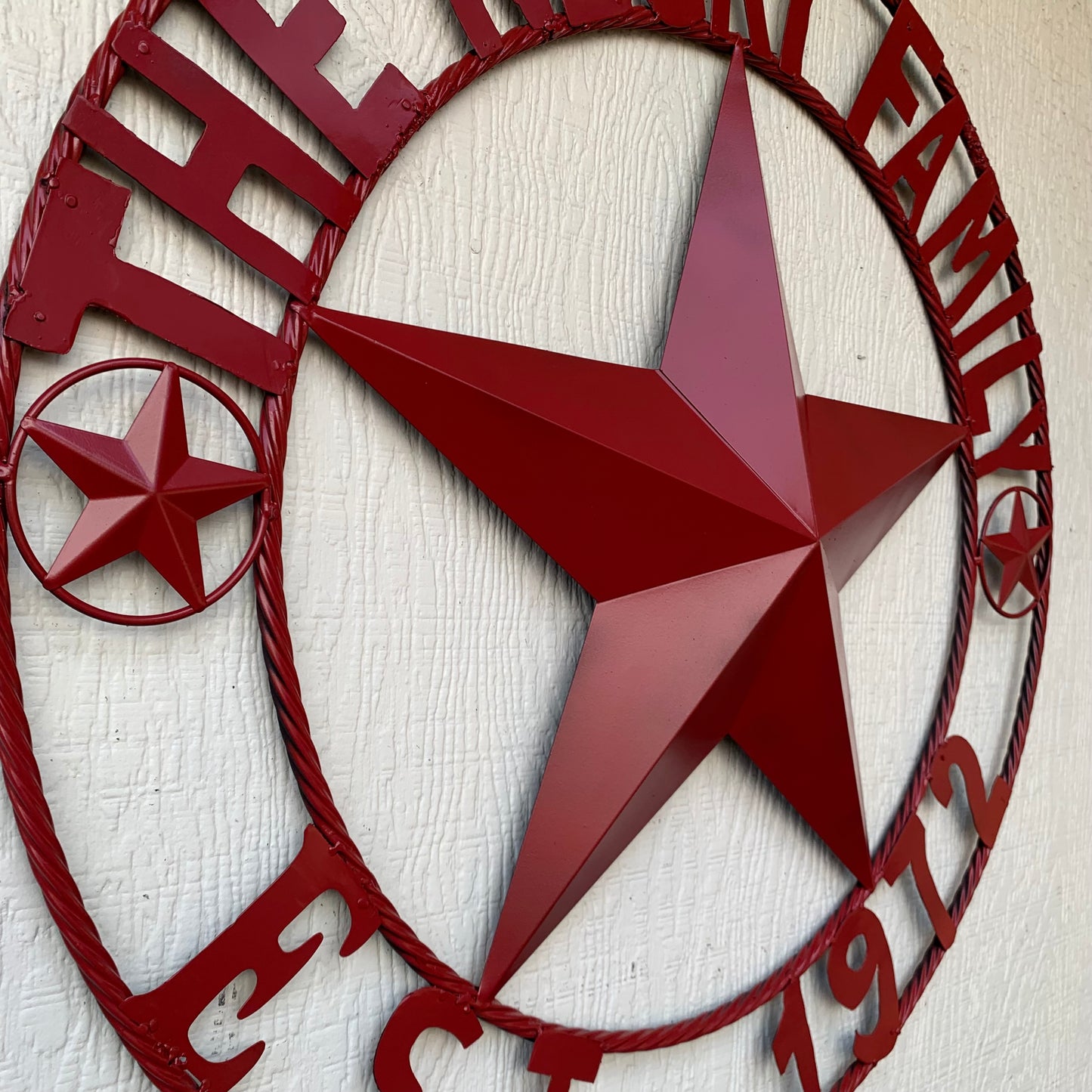 NEGRI FAMILY STYLE YOUR CUSTOM NAME STAR BARN STAR METAL LONE STAR WESTERN HOME DECOR RUSTIC BURGUNDY RED HANDMADE 24",32",36",50"